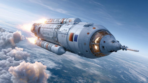 Vesmírná raketa letící do kosmu (ilustrační obrázek)