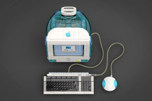 Počítač iMac G3 v barvě Bondi Blue ze stavebnice Lego Počítač iMac G3 v barvě Bondi Blue ze stavebnice Lego