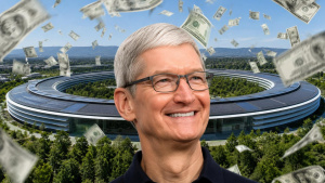 Současný CEO Applu Tim Cook před budovou Apple Park (ilustrační obrázek)