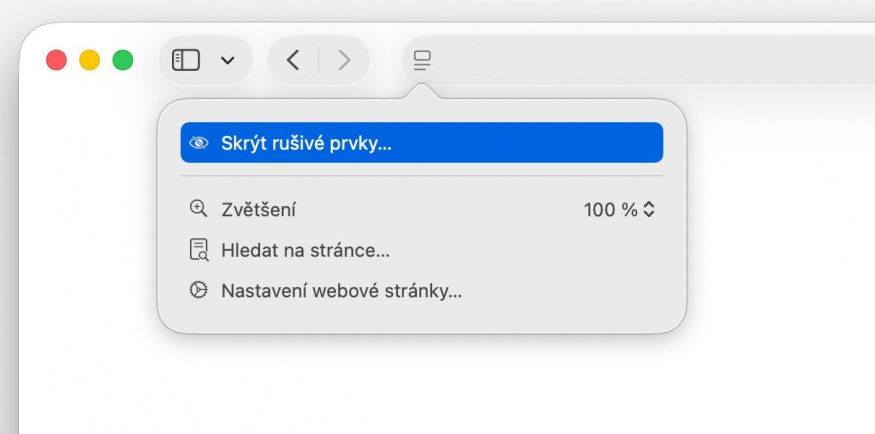 Skrýt rušivé prvky na webu v macOS