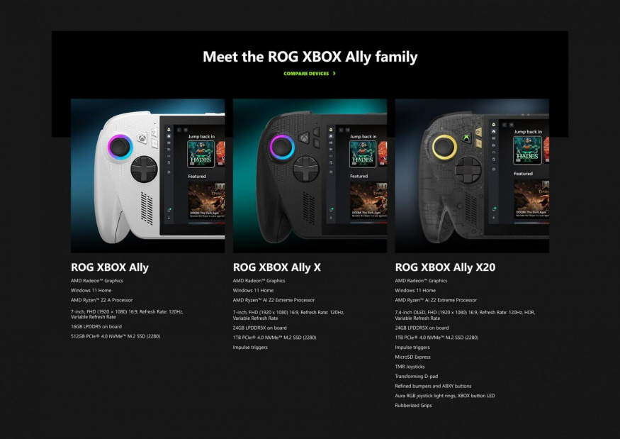 Rodina herních konzolí ROG Xbox Ally Rodina herních konzolí ROG Xbox Ally
