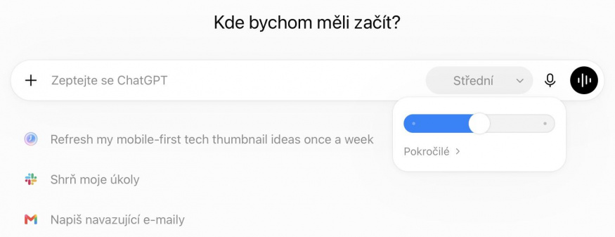 Nový posuvník v ChatGPT Nový posuvník v ChatGPT