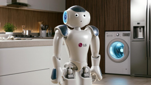 Humanoidní robot s logem LG (ilustrační obrázek)