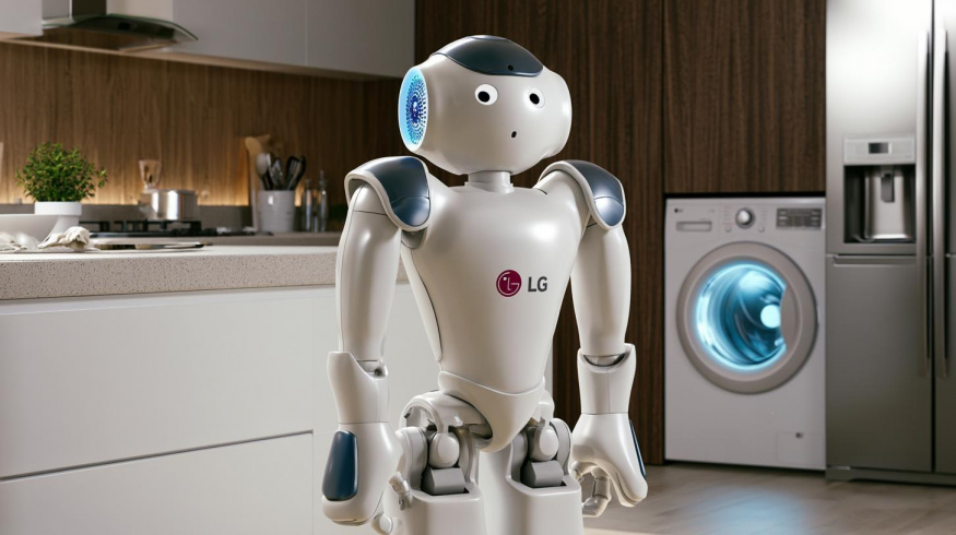 Humanoidní robot s logem LG (ilustrační obrázek) Humanoidní robot s logem LG (ilustrační obrázek)