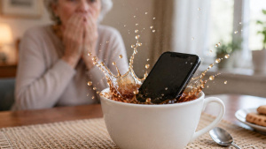 Smartphone utopený v čaji