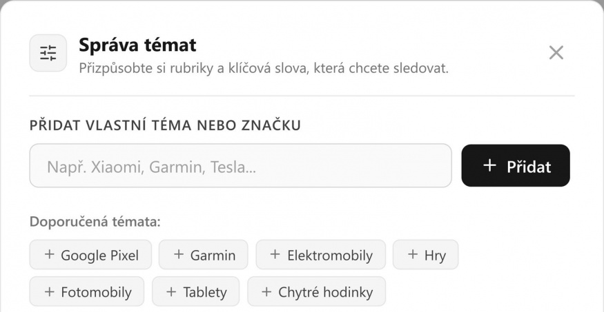 Správa témat ve SMARTmania readeru Přidání vlastního tématu a doporučené kategorie ve SMARTmania readeru