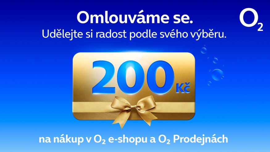 200 Kč od O2 na libovolný nákup: operátor se omlouvá za výpadek internetu 200 Kč od O2 na libovolný nákup: operátor se omlouvá za výpadek internetu