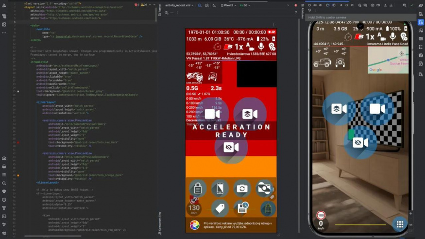 Část práce na aplikaci tvoří interní změny kódu a testování na různých verzích Androidu Část práce na aplikaci tvoří interní změny kódu a testování na různých verzích Androidu