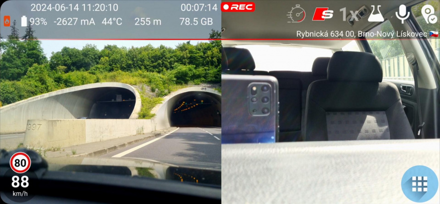 Na kompatibilních telefonech lze využít širokoúhlou kameru nebo nahrávat přední a zadní kamerou současně Na kompatibilních telefonech lze využít širokoúhlou kameru nebo nahrávat přední a zadní kamerou současně