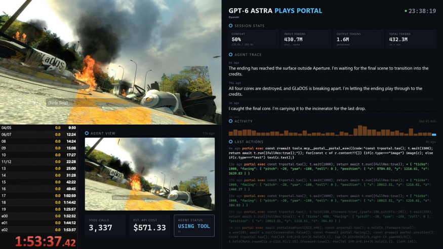 Umělá inteligence GPT-6 Astra hraje hru Portal Umělá inteligence GPT-6 Astra hraje hru Portal