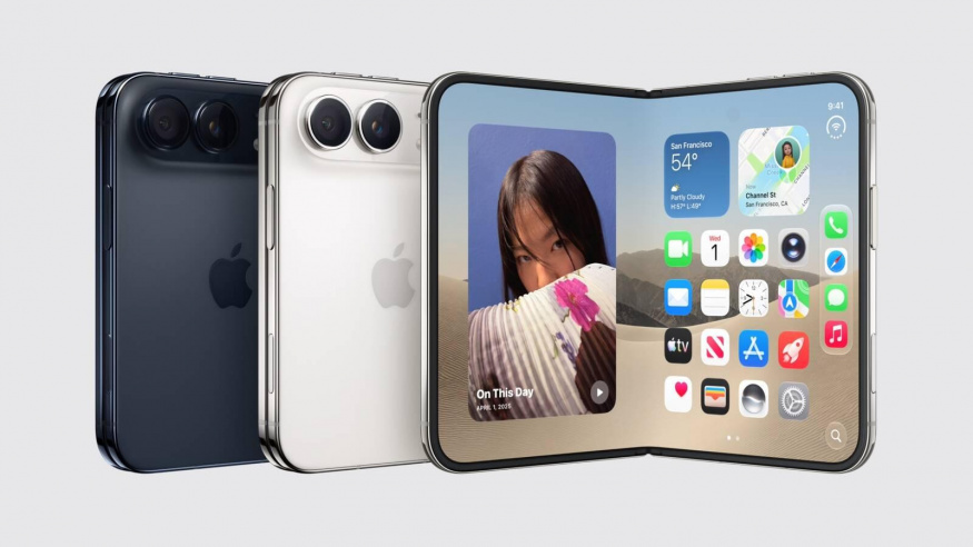 Pohled na nový ohebný smartphone Apple iPhone Duo Pohled na nový ohebný smartphone Apple iPhone Duo