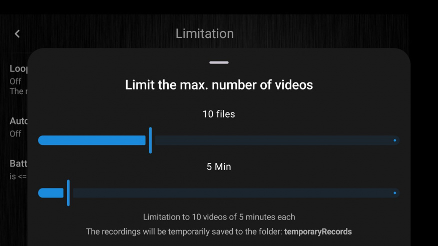 Cyklické nahrávání umožňuje omezit počet a délku uložených videí Cyklické nahrávání umožňuje omezit počet a délku uložených videí