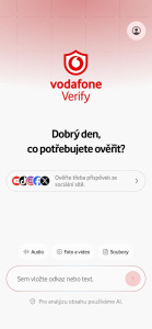 Ukázka aplikace Vodafone Verify Ukázka aplikace Vodafone Verify