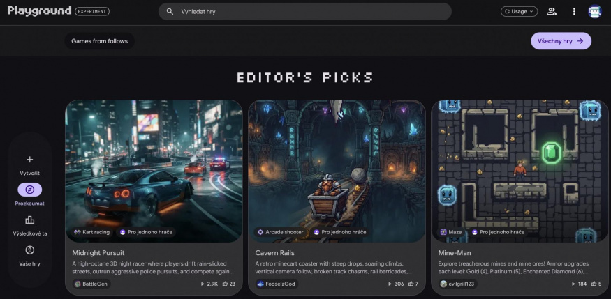 Google Playground vám dovolí objevovat a vytvářet hry pomocí AI Google Playground vám dovolí objevovat a vytvářet hry pomocí AI
