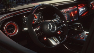 Detailní pohled na elektromobil Mercedes-Benz AMG GT SUV Detailní pohled na elektromobil Mercedes-Benz AMG GT SUV
