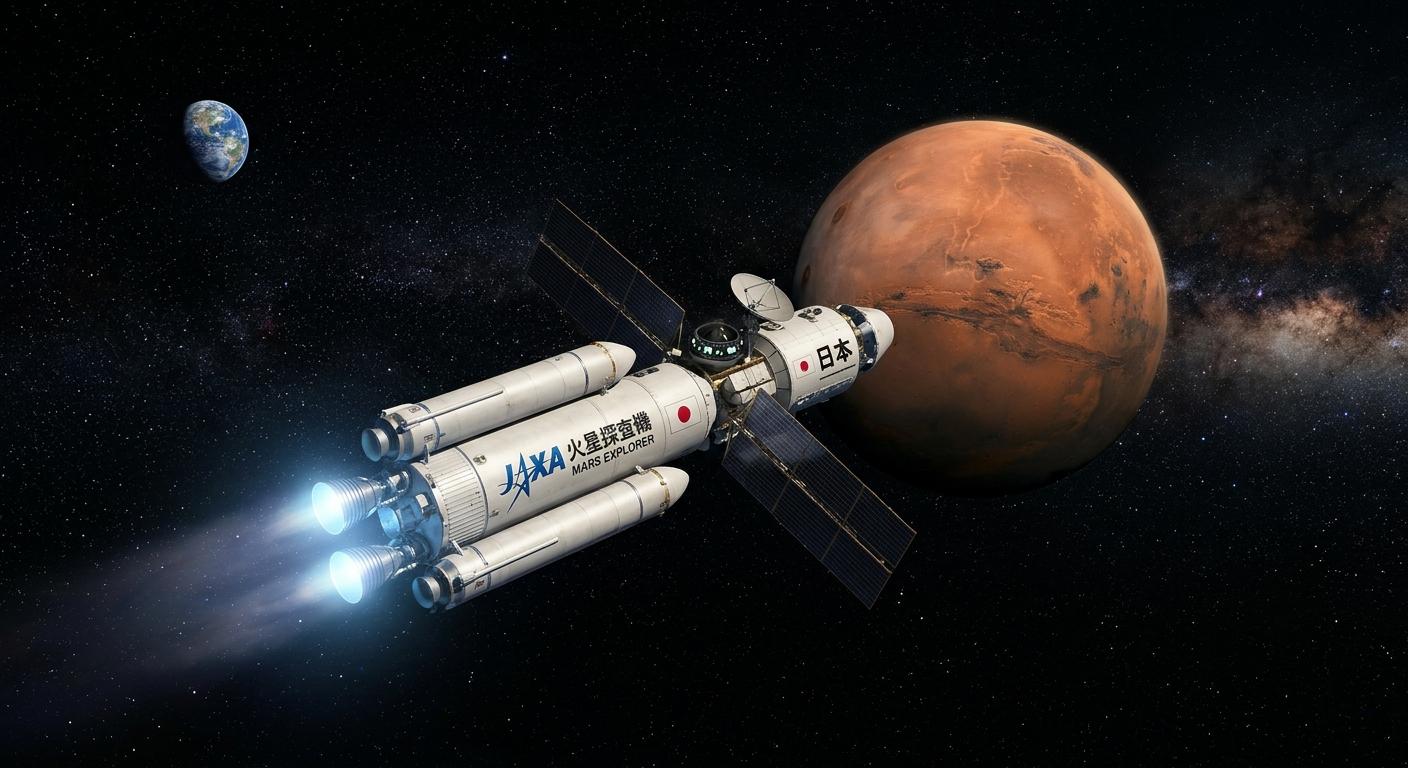 Japonská vesmírná raketa letící k Marsu (ilustrační obrázek)