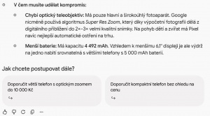 Gemini přiznává chybějící teleobjektiv a menší baterii Pixelu 8a Gemini přiznává chybějící teleobjektiv a menší baterii Pixelu 8a