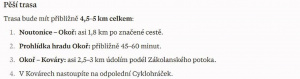 Perplexity odhaduje pěší trasu na 4,5 až 5 kilometrů Perplexity odhaduje pěší trasu na 4,5 až 5 kilometrů